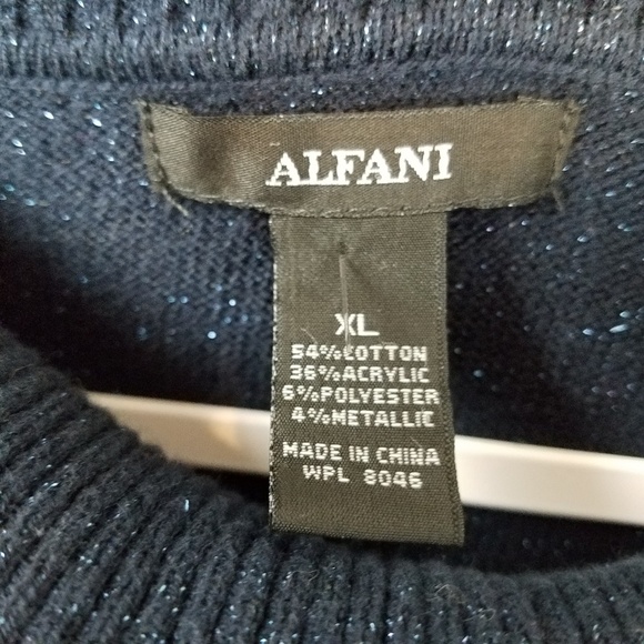 Alfani Midnight Blue & Metallic Cowl Sweater Dress - Picture 3 of 6